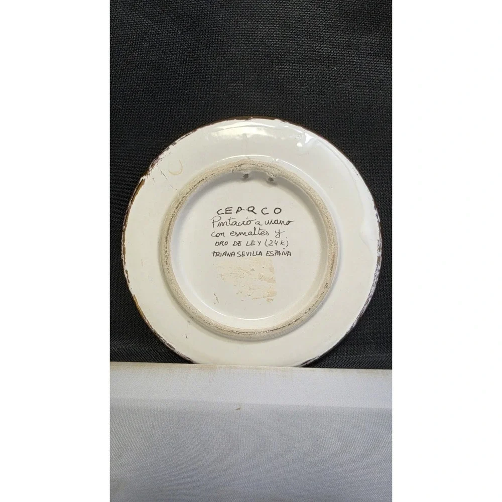 Art Cearco Enamel & Gold Decorative Miniature Plate 24k Wall Art Pottery Spanish
